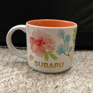 Subaru Floral Mug - White and Orange